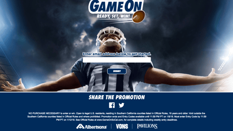 Albertsons 'Game On' Web Page